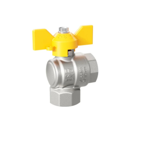 Кран шаровой латунный угловой LD Pride внутренняя/внутренняя бабочка GAS DN15 1/2